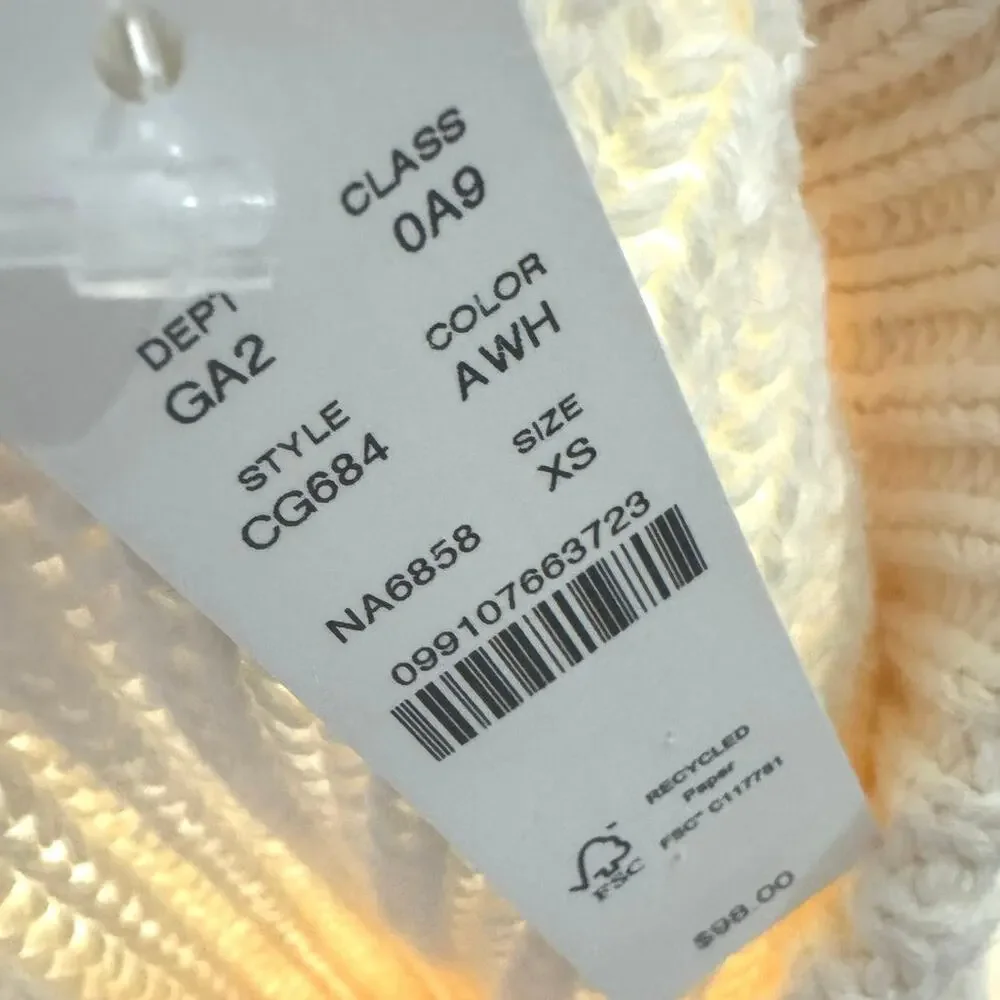 J. Crew Heritage Cotton Fisherman Crewneck Sweater Antique White Size XS NWT